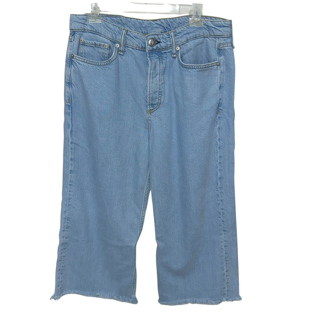 Rag & Bone Women's Wide Leg Cropped‎ Raw Hem Jeans Size 29 High Rise